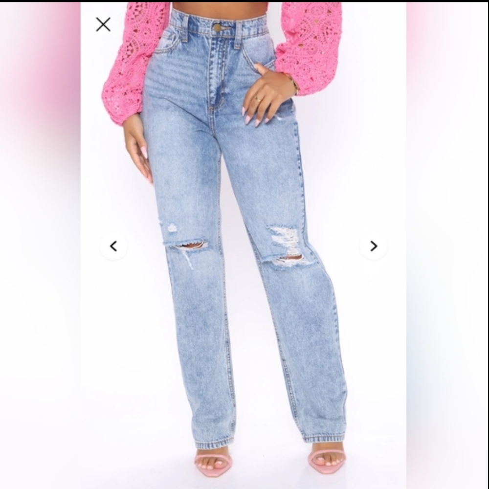 Fashion Nova 'She's A Riot's" Non Stretch Super High Rise Straight Leg Jeans
